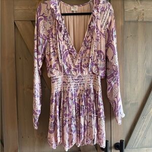 HEMANT & NANDITA Purple and Cream Patterned Dress